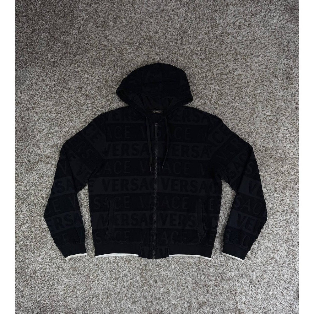 Versace Velour Over Print Logo Track Jacket Men's Size 7